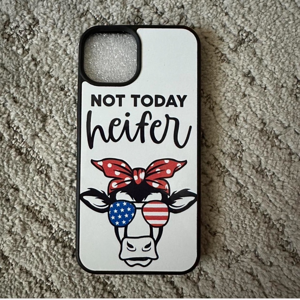 Handmade Cow Print Phone Case with Patriotic Design